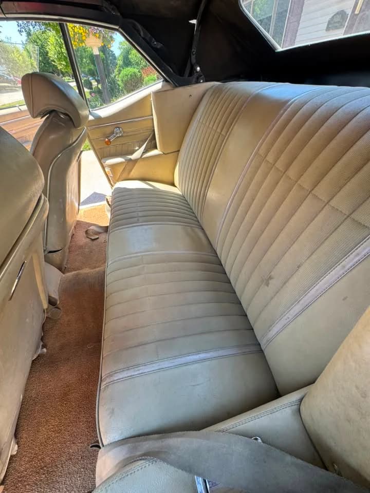 Rear bench of a 1970 Pontiac LeMans before detailing